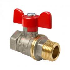 Кран шаровой для ВОДЫ латунный VALFEX 11Б27фт1М ВР/НР, НИКЕЛИР-Й, бабочка,  1/2