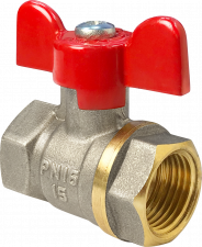 Кран шаровой для ВОДЫ латунный VALFEX 11Б27фт1М ВР/ВР, НИКЕЛИР-Й, бабочка, 3/4