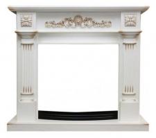 Портал деревянный Royal Flame Florina под очаг Dioramic 28 LED FX (белый дуб, патина золото)