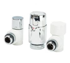 Термостатический комплект угловой Luxor ( (RS259/A+DS79/A+TA1200), белый-хром КТ 259/А 1/   (Италия)