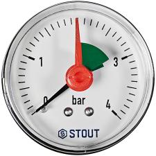 Манометр аксиальный STOUT с указателем предела корпус Ø 50 мм, 1/4"