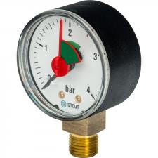 Манометр радиальный STOUT с указателем предела корпус Ø 50 мм, 1/4