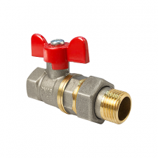 Кран шаровой для ВОДЫ латунный американка VALFEX 11Б27фт1М ВР/НР, НИКЕЛИР-Й, бабочка, 3/4