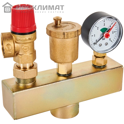 Группа безопасности котла ROMMER RVS-0004-015025 3 бар, 1 (до 50 кВт) (без теплоизоляции)