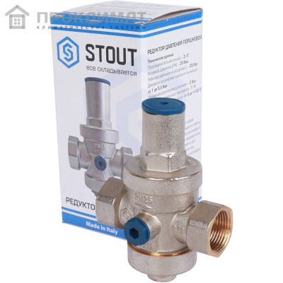 Редуктор давления PN25 вн/вн 3/4 с выходом под манометр Stout