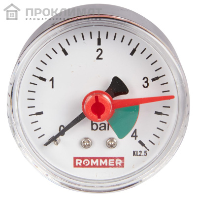 ROMMER Манометр аксиальный с указателем предела.  50 мм 0...4 бар 1/4" 