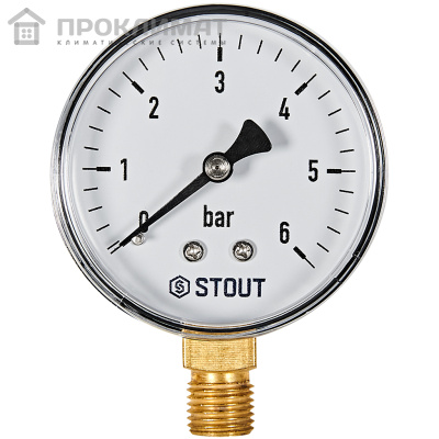 Манометр радиальный STOUT корпус Ø 63 мм, 1/4" (0-6 бар)