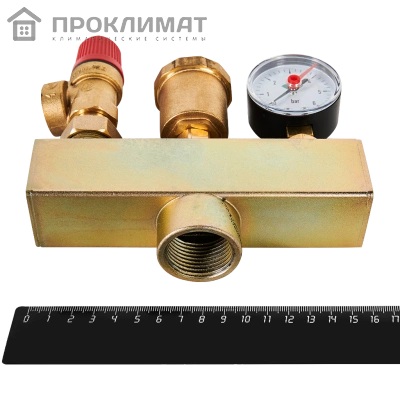 Группа безопасности котла ROMMER RVS-0004-015025 3 бар, 1 (до 50 кВт) (без теплоизоляции)