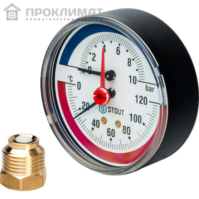 Термоманометр STOUT корпус Ø 80 мм, 1/2