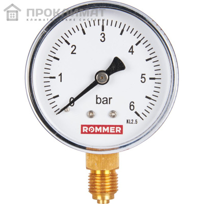 ROMMER Манометр радиальный. 63 мм  0...6 бар 1/4" 