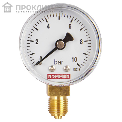 ROMMER Манометр радиальный. 50 мм 0...10 бар 1/4" 