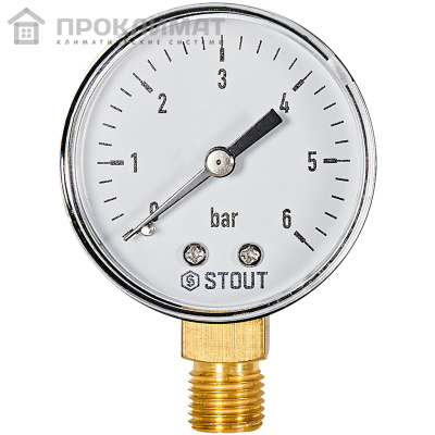 Манометр радиальный STOUT корпус Ø 50 мм, 1/4" (0-6 бар)