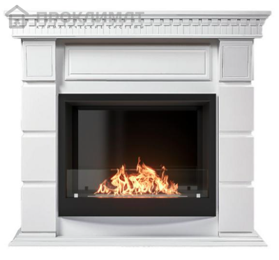 Каминокомплект: Биокамин Firelight BFP/P-2520, портал Elegante 25 белый 1