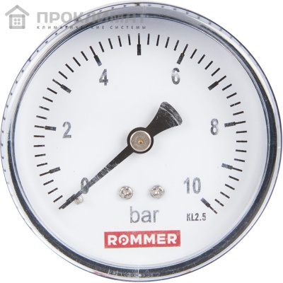 ROMMER Манометр аксиальный.  63 мм  0...10 бар 1/4" 