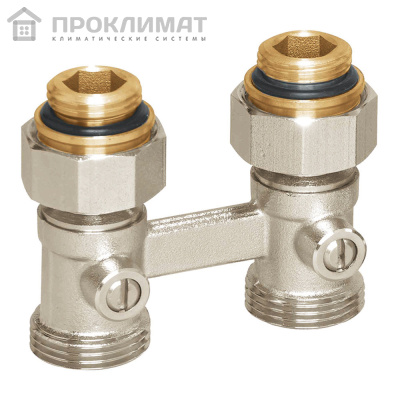 Двойной узел для нижнего подключения радиатора прямой 1/2х3/4 (арт. XF60228)(1/90)