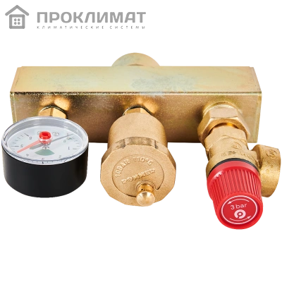 Группа безопасности котла ROMMER RVS-0004-015025 3 бар, 1 (до 50 кВт) (без теплоизоляции)