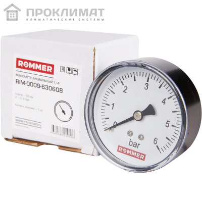 ROMMER Манометр аксиальный.  63 мм  0...6 бар 1/4" 